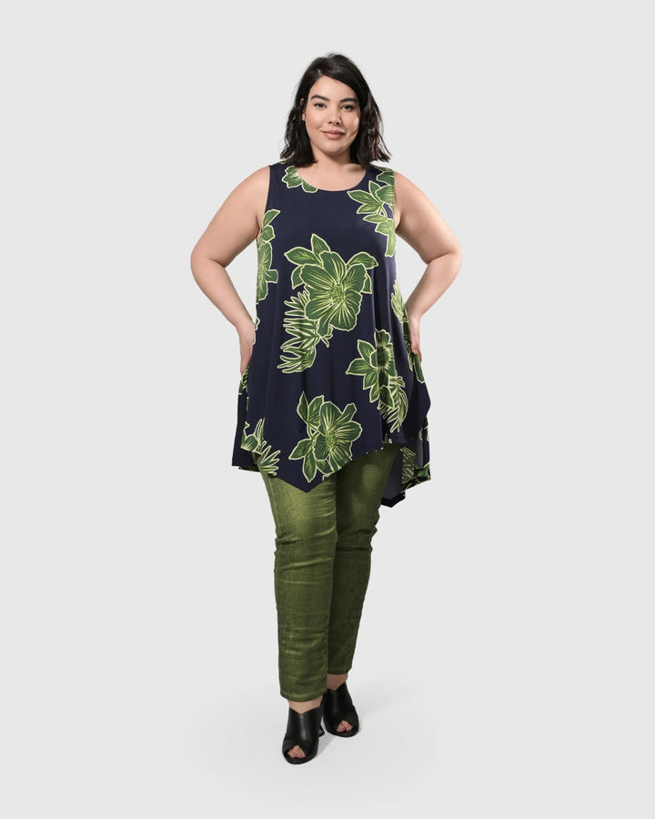 Dia Sleeveless Tunic Top, Royal/green