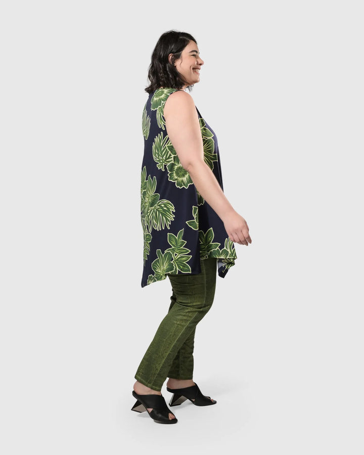 Dia Sleeveless Tunic Top, Royal/green