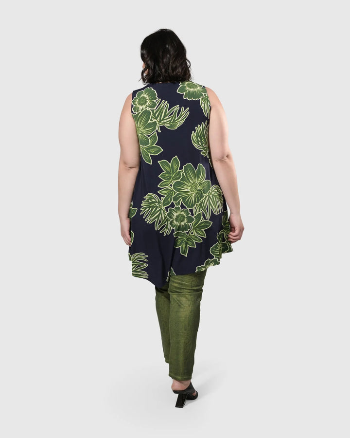 Dia Sleeveless Tunic Top, Royal/green