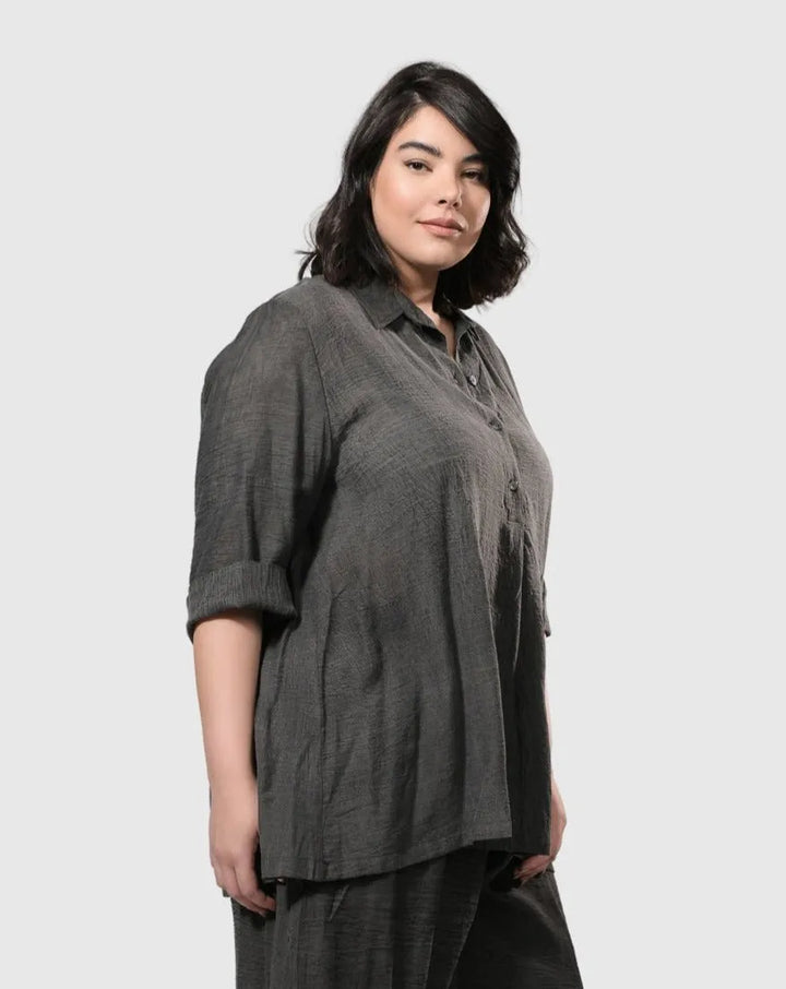 Dana Popover Blouse, Dove Grey