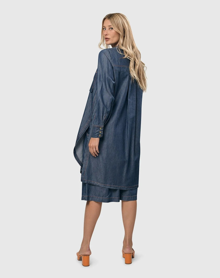Rancho Chambray Tunic Shirt, Denim Blue