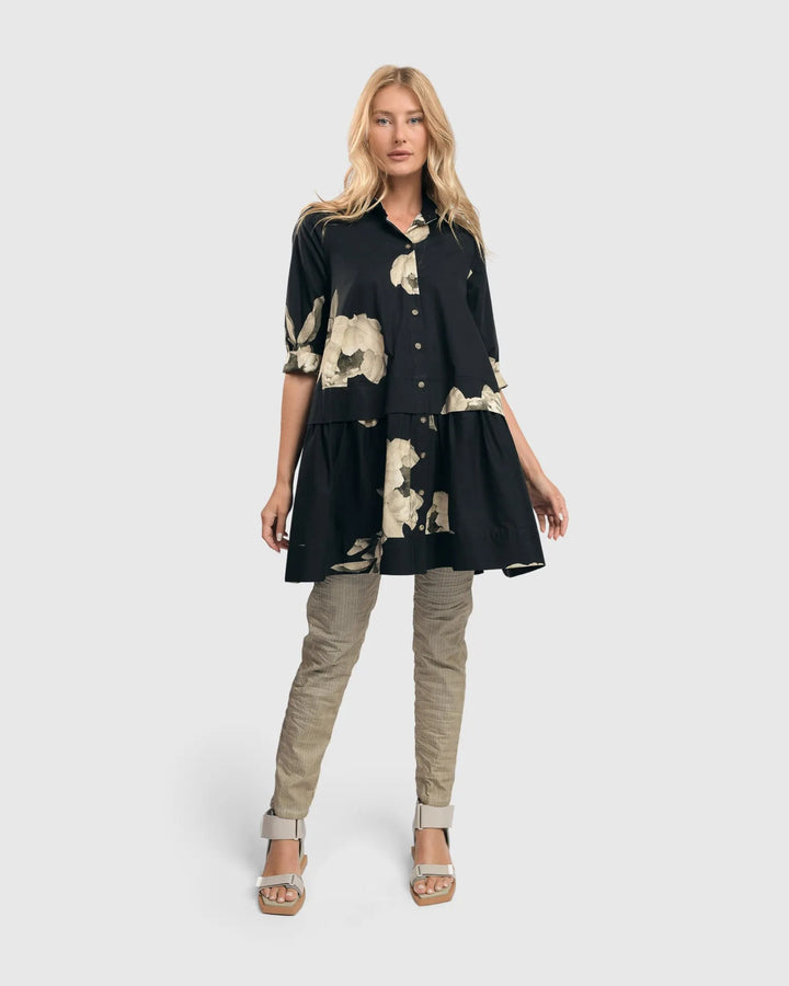 Mindy Babydoll Tunic Shirt, Roses
