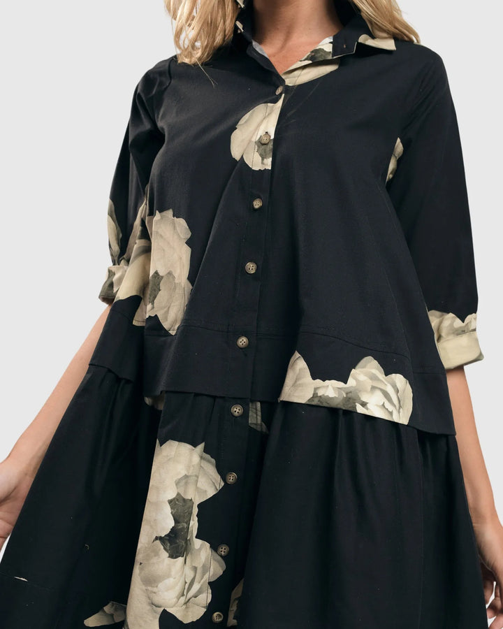 Mindy Babydoll Tunic Shirt, Roses