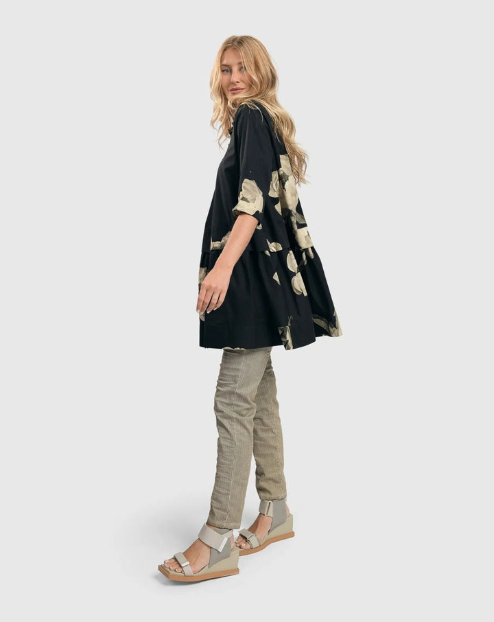 Mindy Babydoll Tunic Shirt, Roses