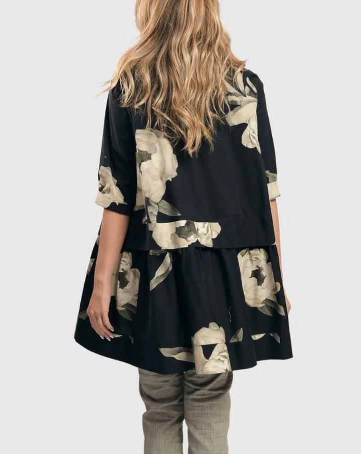 Mindy Babydoll Tunic Shirt, Roses