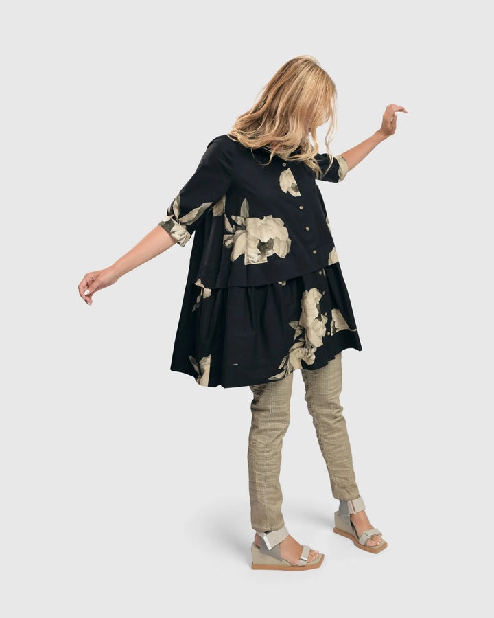Mindy Babydoll Tunic Shirt, Roses
