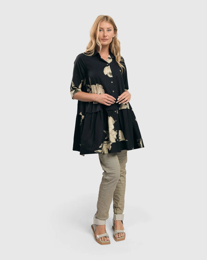 Mindy Babydoll Tunic Shirt, Roses