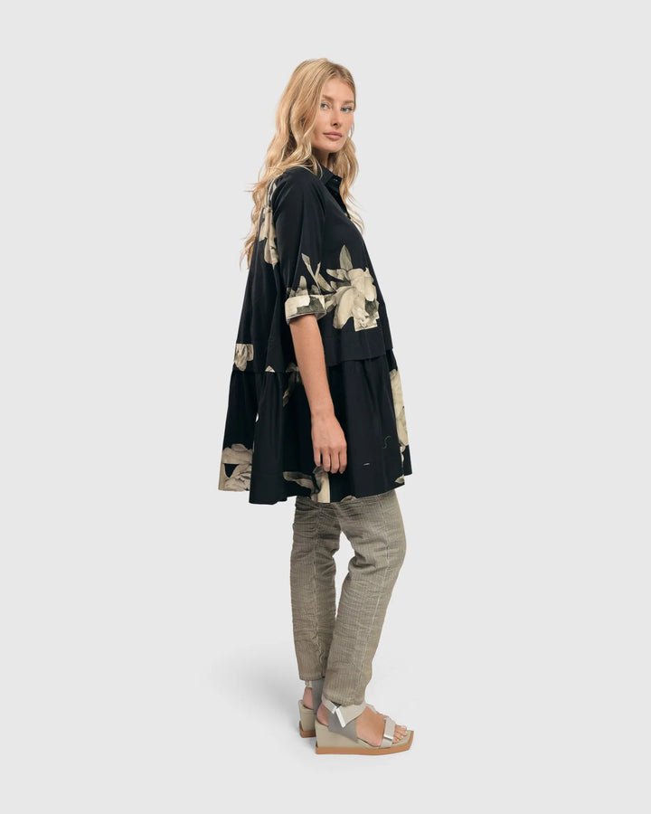 Mindy Babydoll Tunic Shirt, Roses