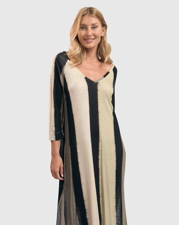Get In Line Caftan Tunic Top, Stripes