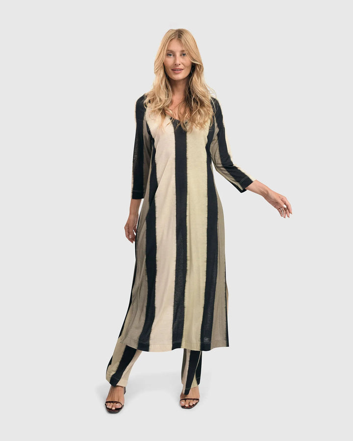 Get In Line Caftan Tunic Top, Stripes