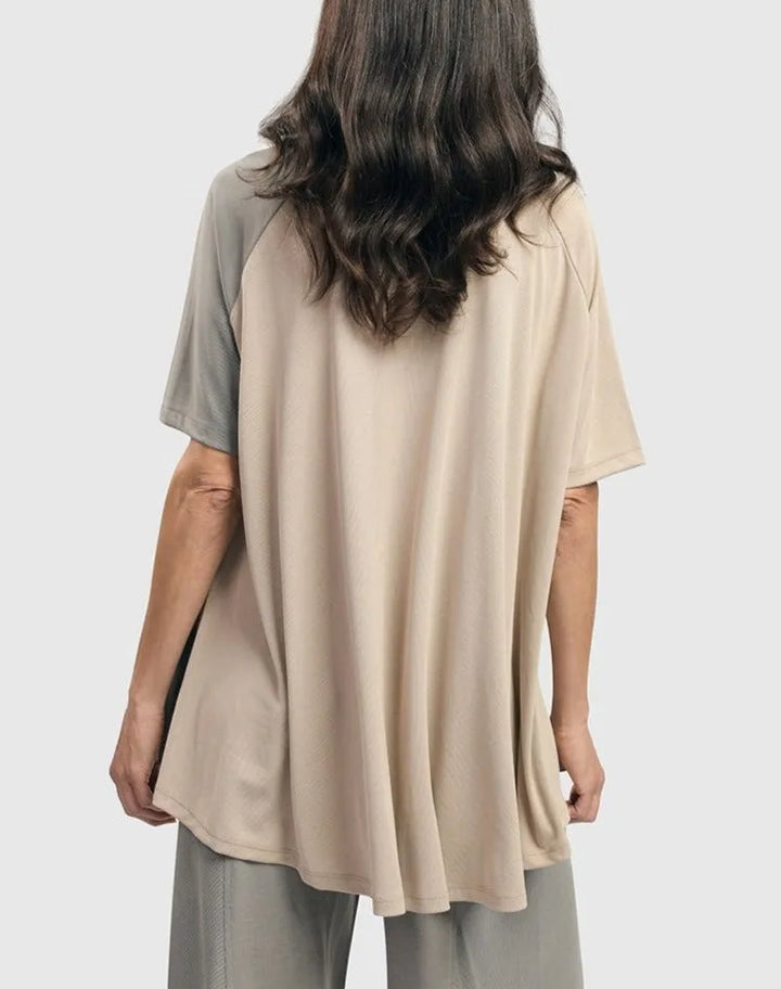 Essential Colorblock Cupro Trapeze Top, Charcoal