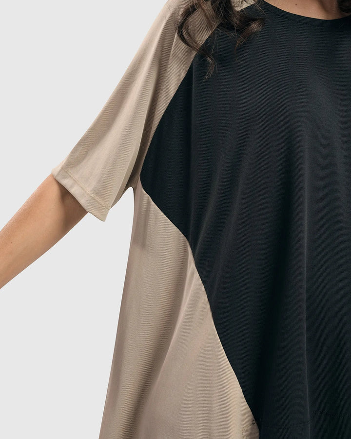 Essential Colorblock Cupro Trapeze Top, Charcoal