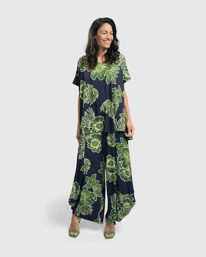 Hula Hi-Lo Swing Tunic Top, Royal/green