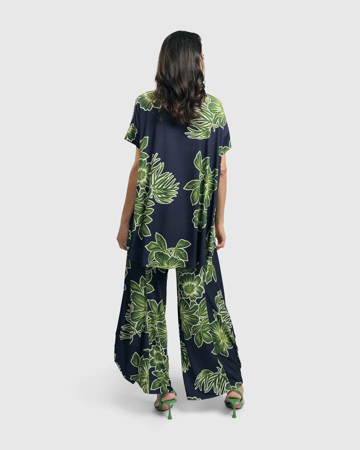 Hula Hi-Lo Swing Tunic Top, Royal/green
