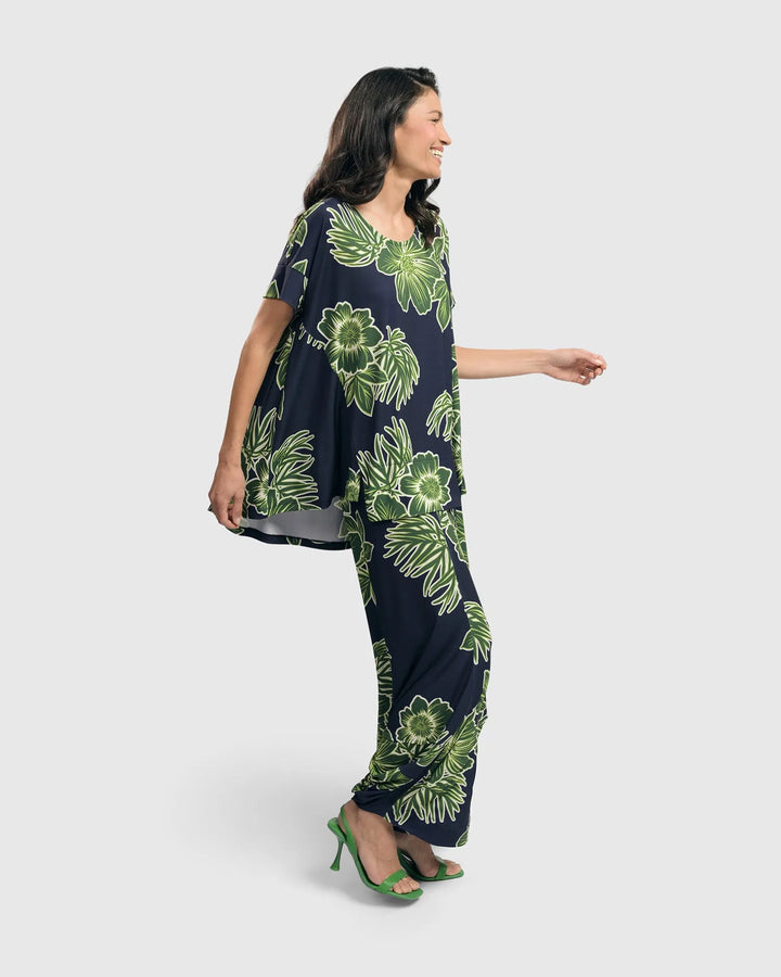Hula Hi-Lo Swing Tunic Top, Royal/green