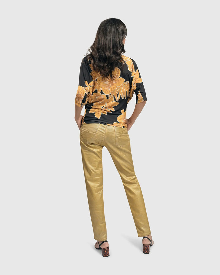 Pinstripe Iconic Stretch Jeans, Gold