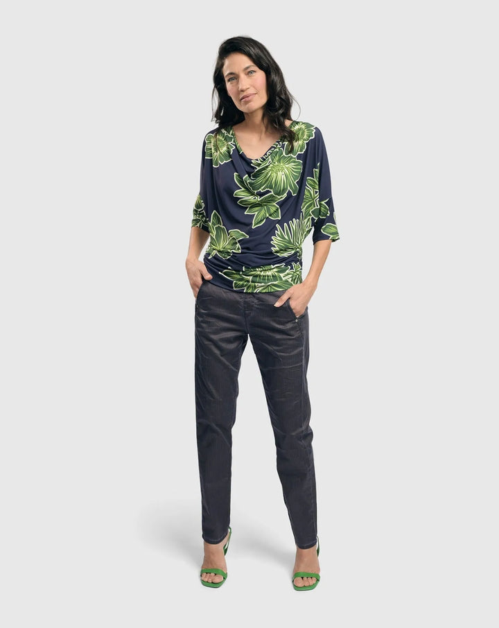 Moku Draped Dolman Top, Royal/green