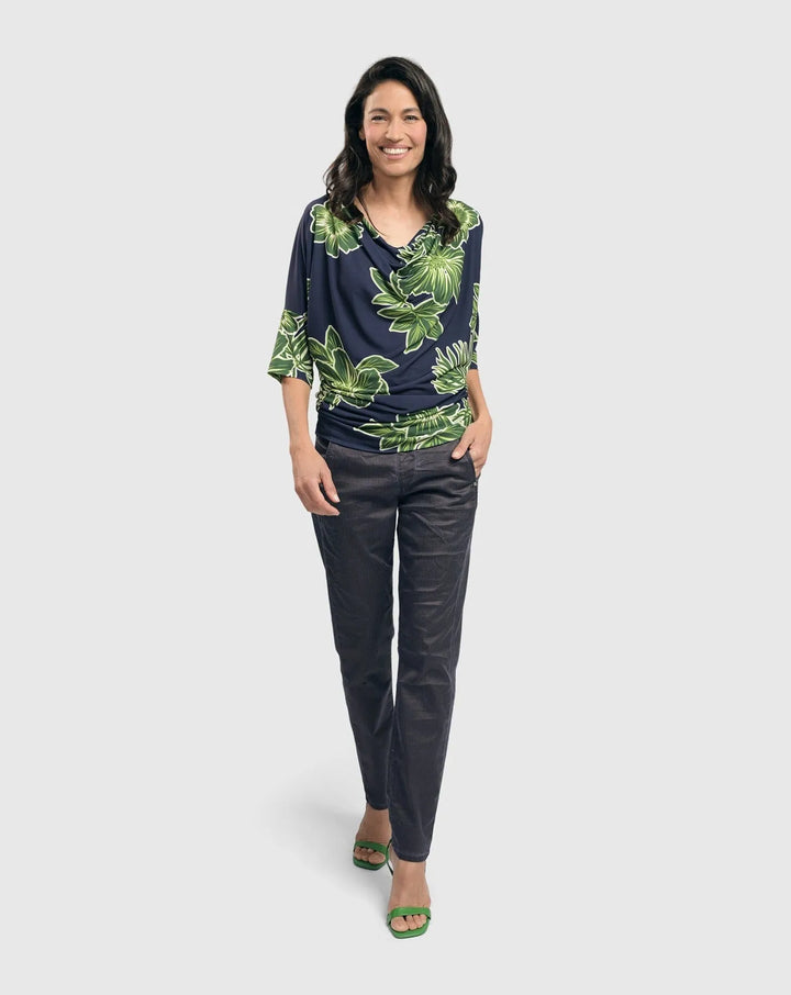 Moku Draped Dolman Top, Royal/green