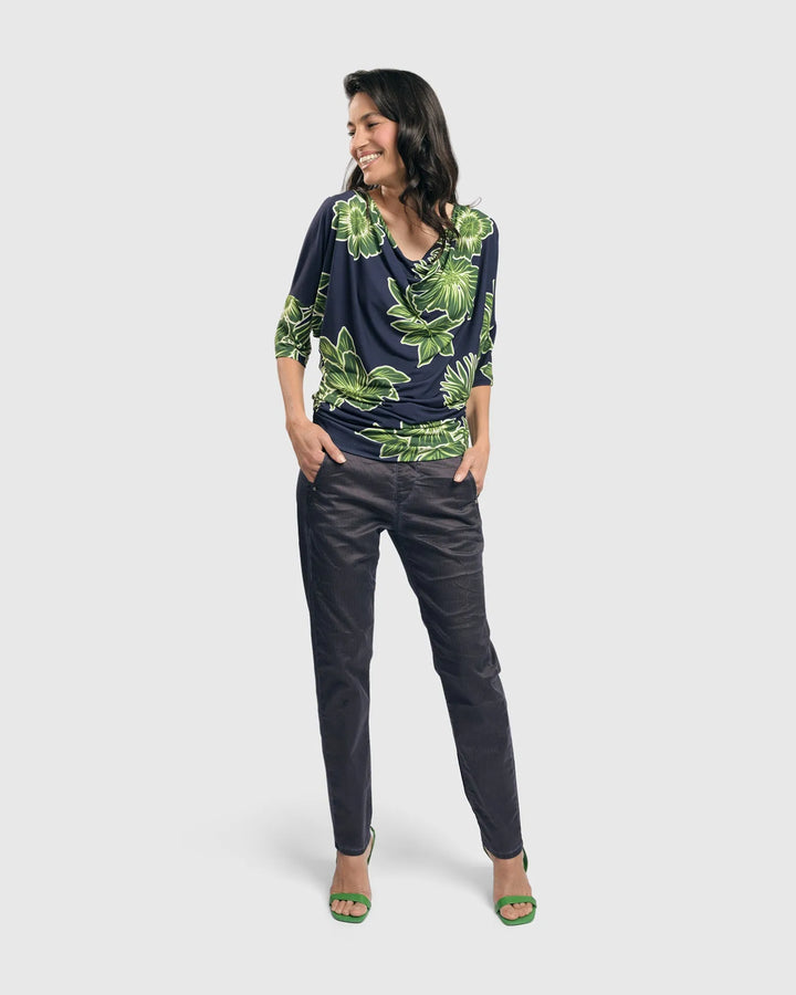 Moku Draped Dolman Top, Royal/green