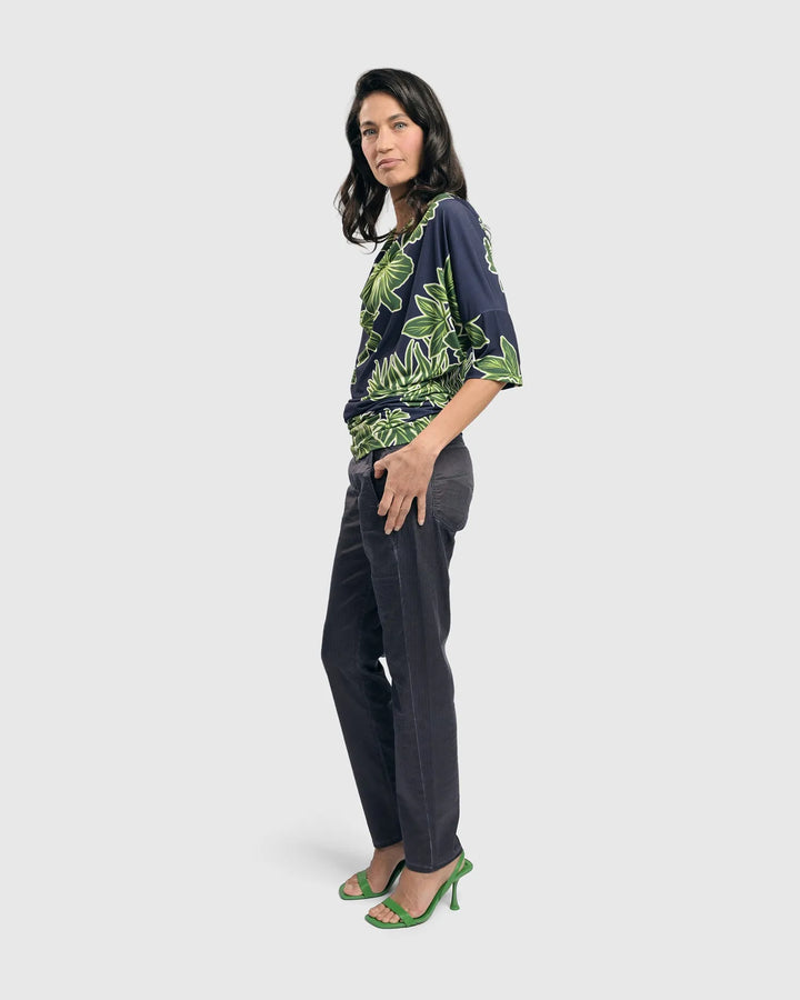 Moku Draped Dolman Top, Royal/green
