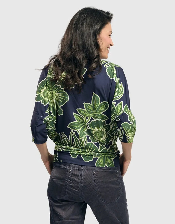 Moku Draped Dolman Top, Royal/green