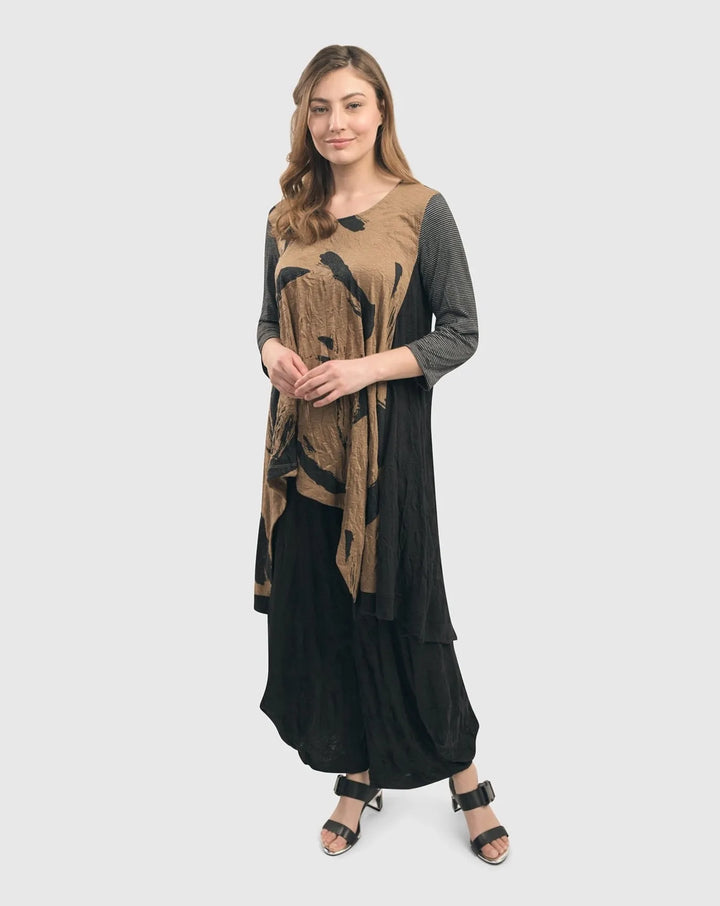 Ru Hi-Lo Crinkle Tunic Top, Sepia