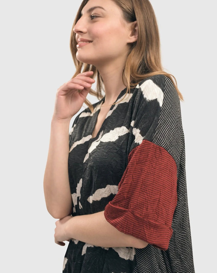 Kat Crinkle Trapeze Top, Red