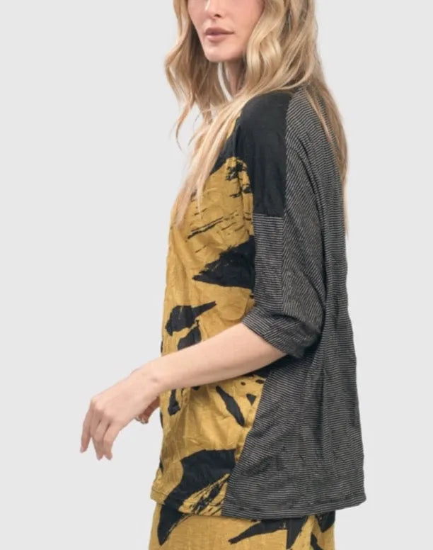 Yellow Crinkle Dolman Top for plus size women