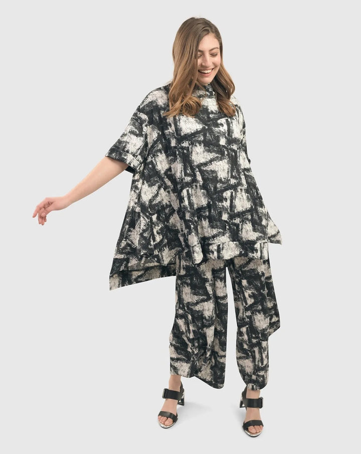 Marble Crinkle Punto Pants for women over 40