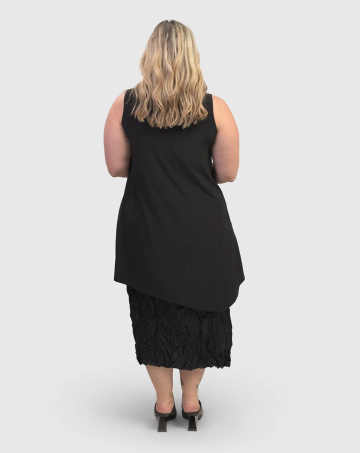 Essential Asymmetrical Tunic Tank Top, Black