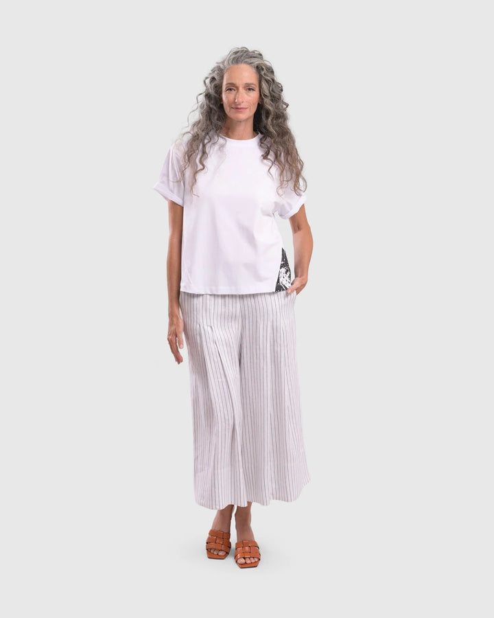 Linea Palazzo Crop Pants, White
