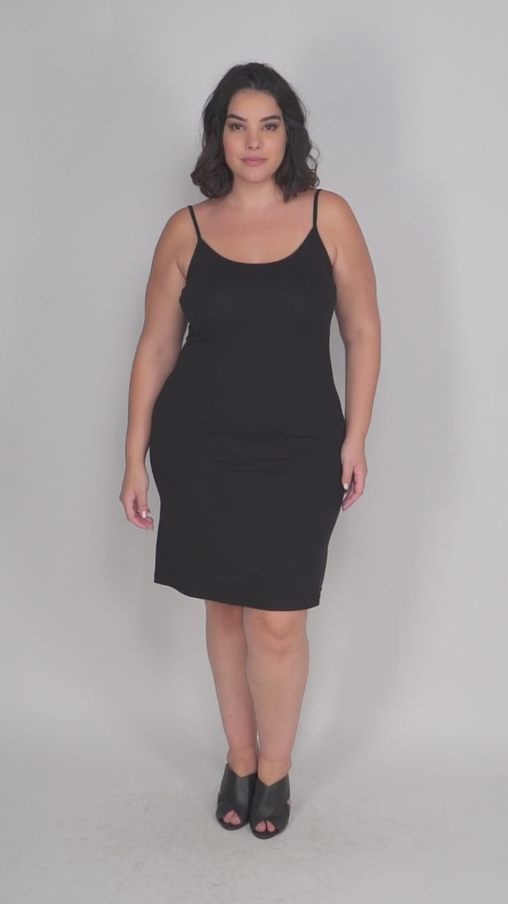 Essential Jersey Slip Dress, Black
