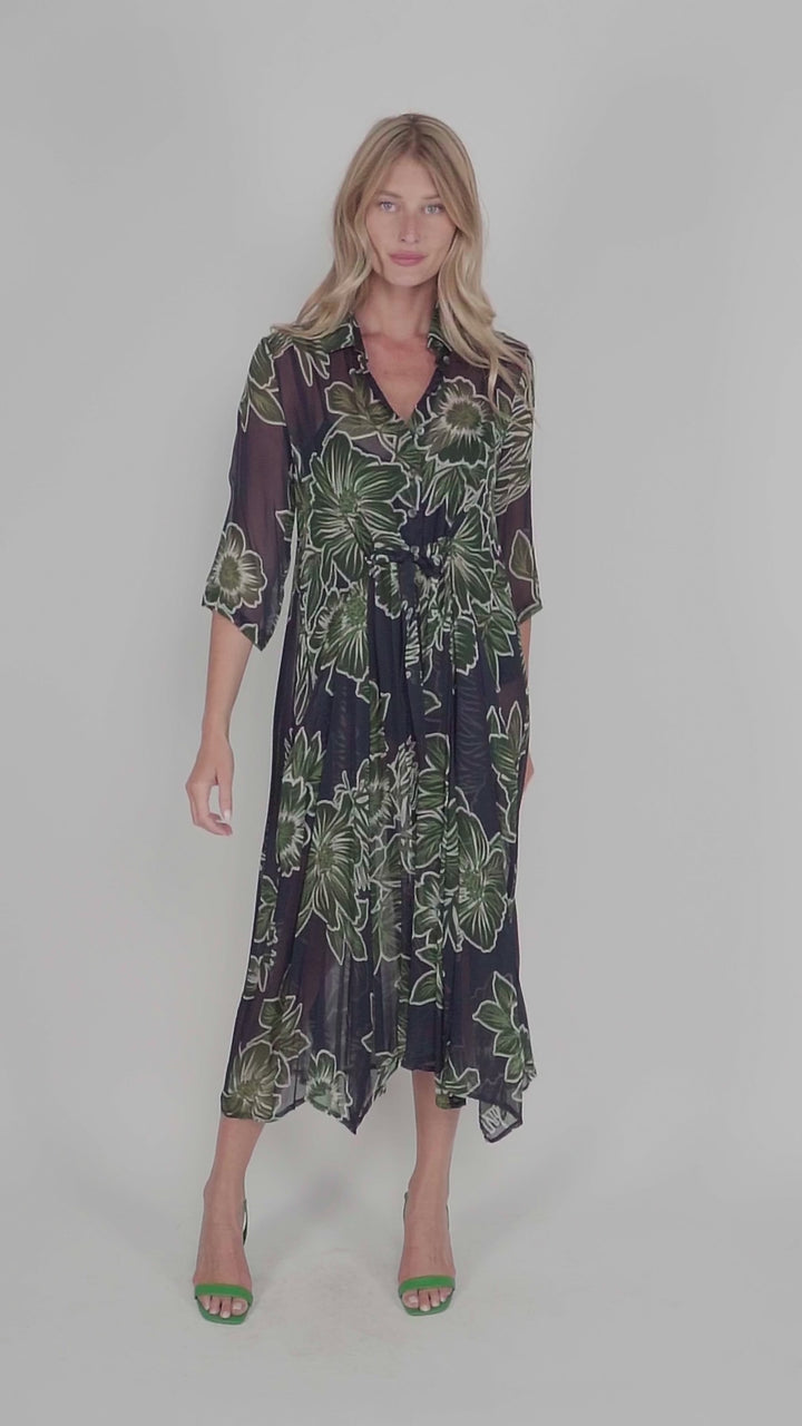 Ava Chiffon Maxi Dress, Royal/green