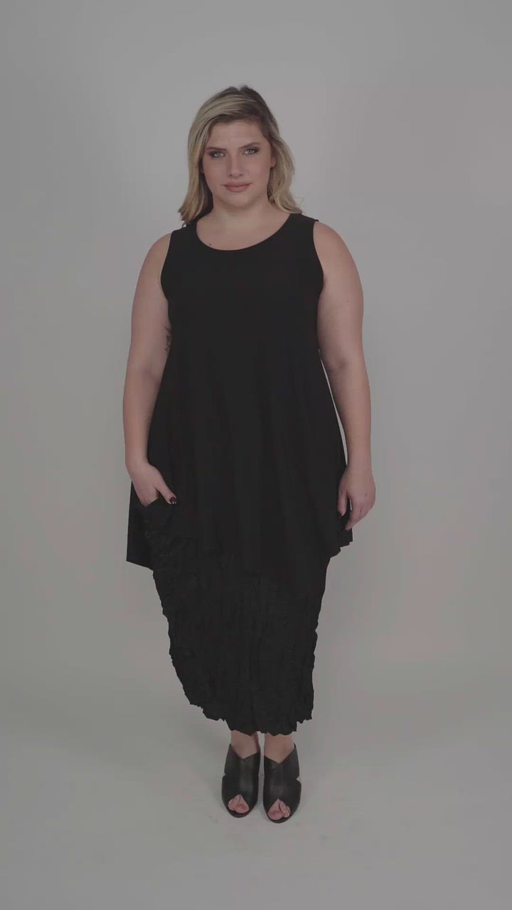 Essential Asymmetrical Tunic Tank Top, Black