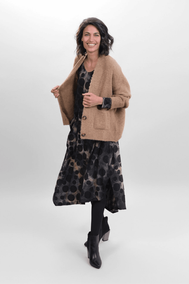 Echo Asymmetry Dress, Coffee - Alembika Designer Women's Clothing