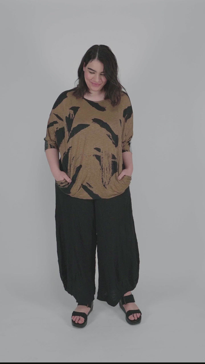 Sepia Crinkle Dolman Top for women over 40