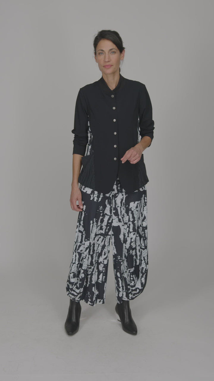 plus size tekbika graffiti punto pants in black/white color