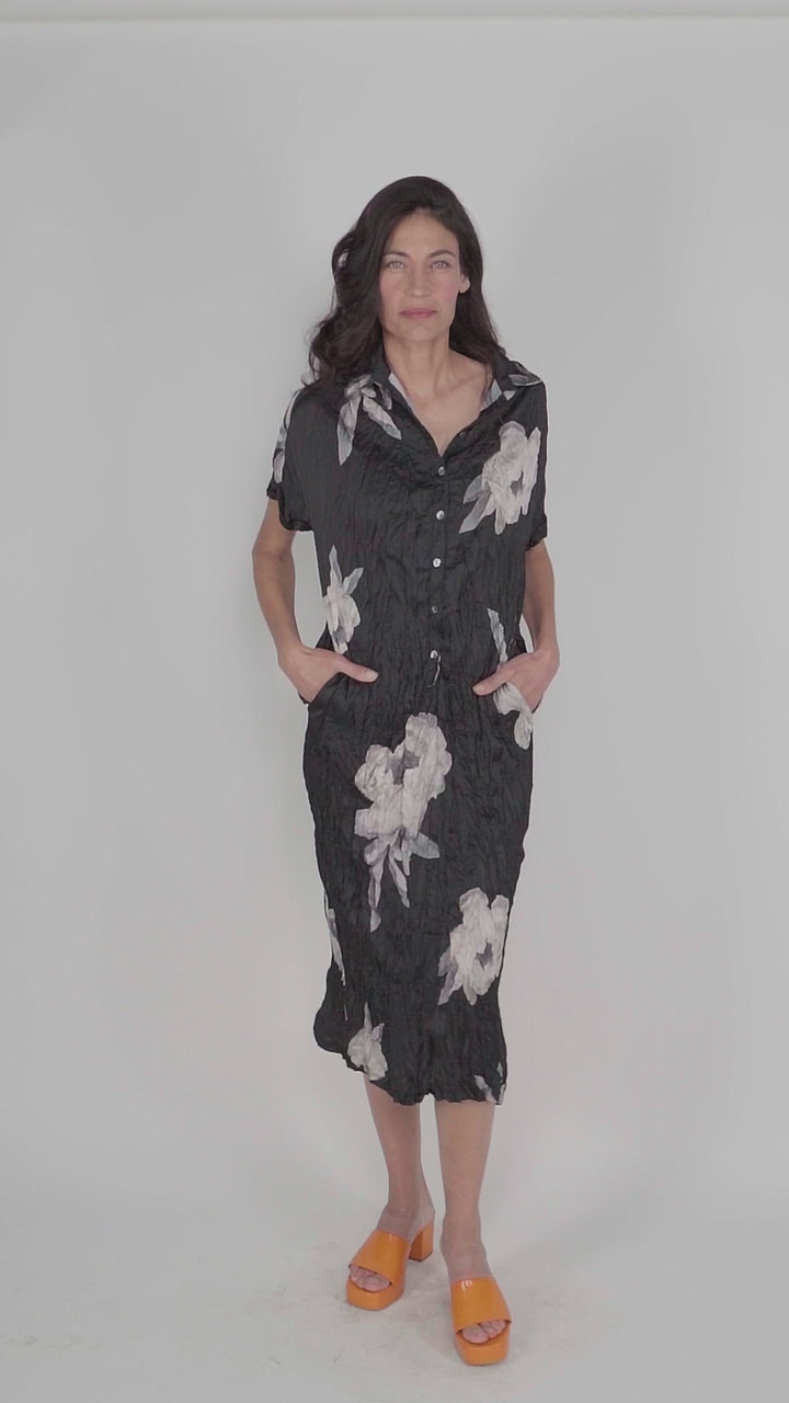 Kelsey Crinkle Shirtdress, Roses