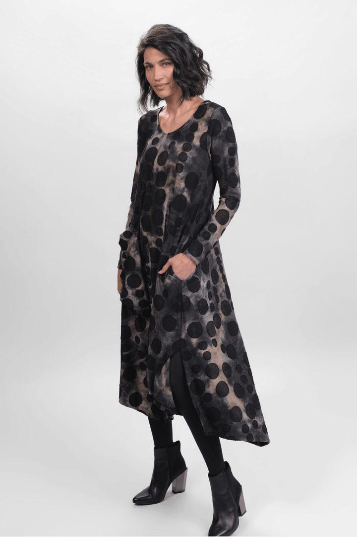 Echo Asymmetry Dress, Coffee - Alembika Designer Women's Clothing