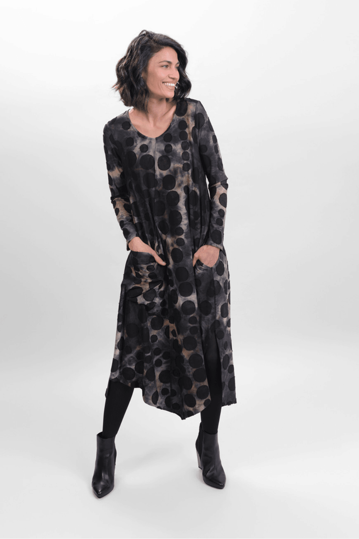 Echo Asymmetry Dress, Coffee - Alembika Designer Women's Clothing