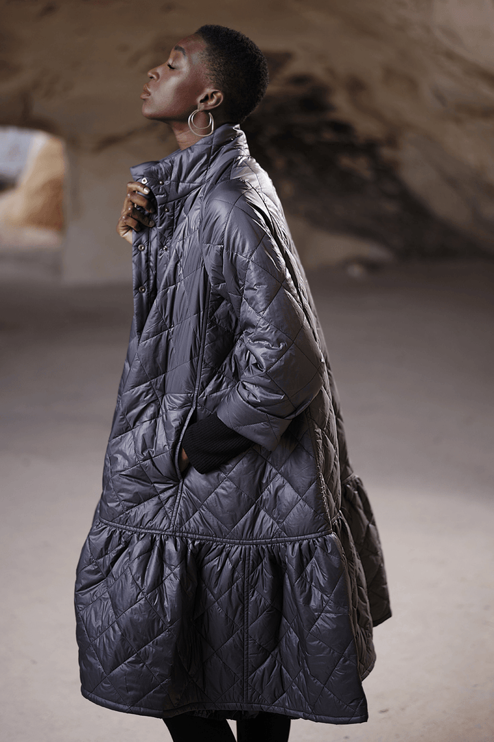 Ether Kia Coat Jacket, Grey - Alembika Designer Women's Clothing