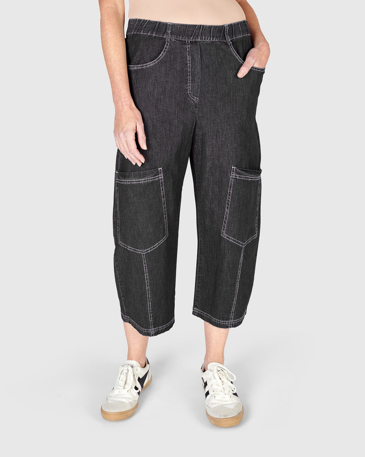Palma Capri Pants, Black Denim