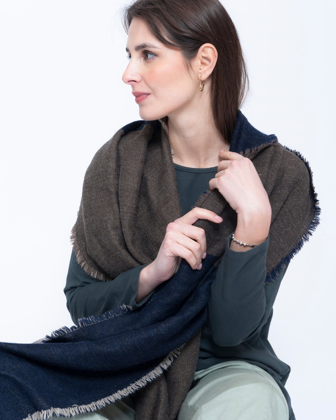 Blueberry Colorblock Scarf, Navy Mix