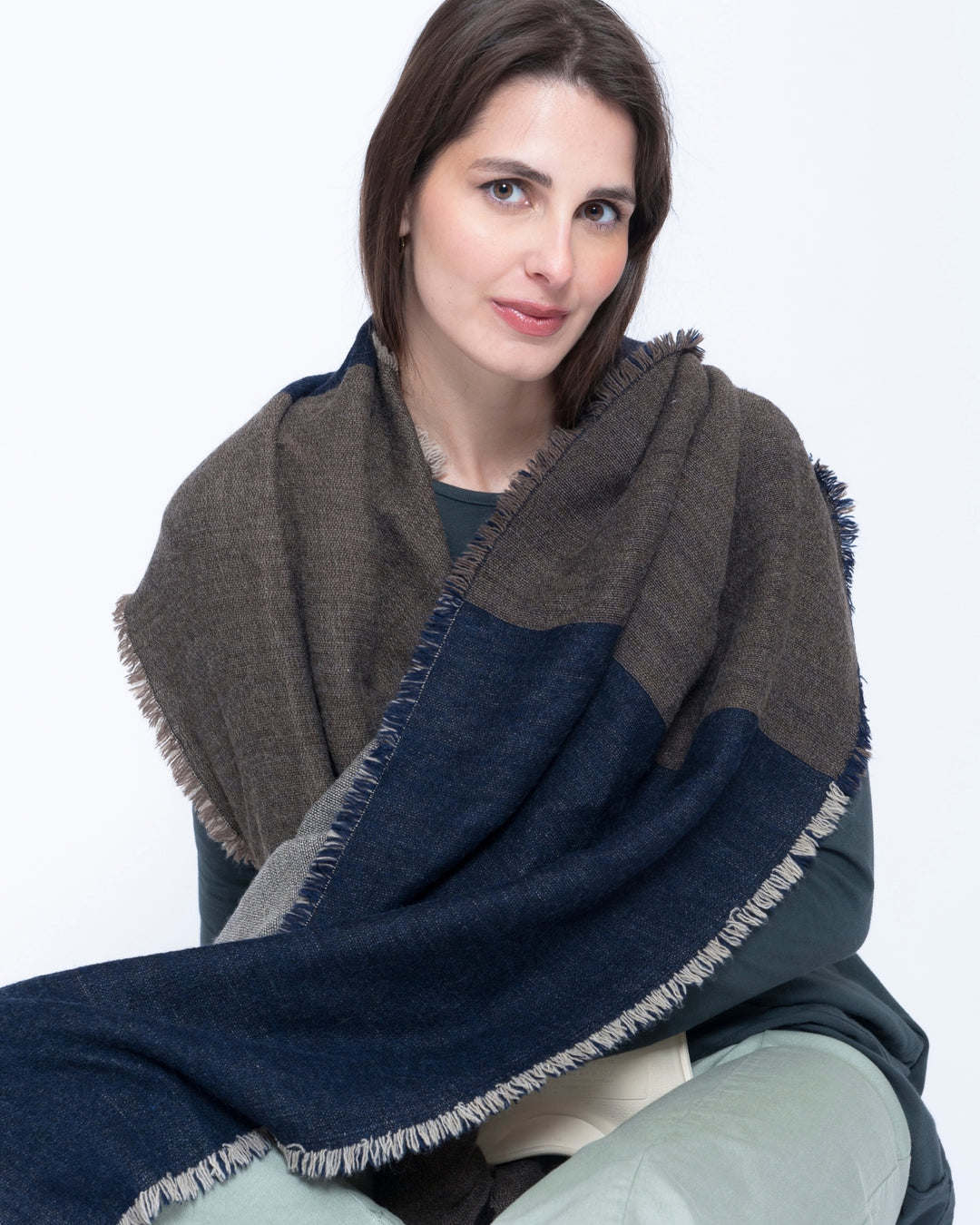 Blueberry Colorblock Scarf, Navy Mix