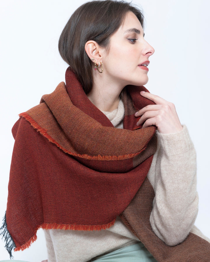 Blueberry Colorblock Scarf, Red Mix