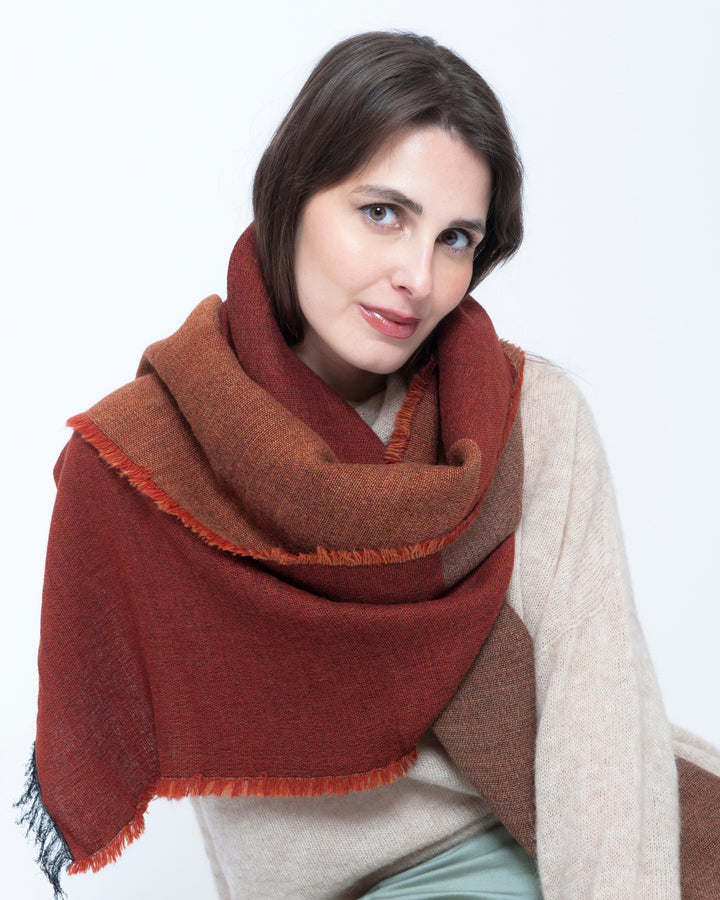 Blueberry Colorblock Scarf, Red Mix