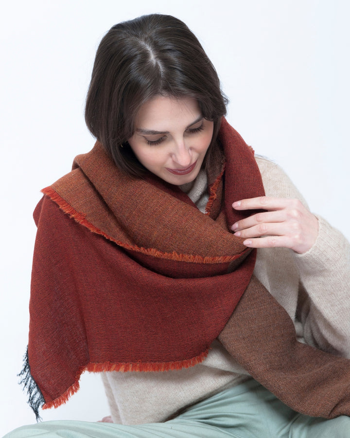 Blueberry Colorblock Scarf, Red Mix