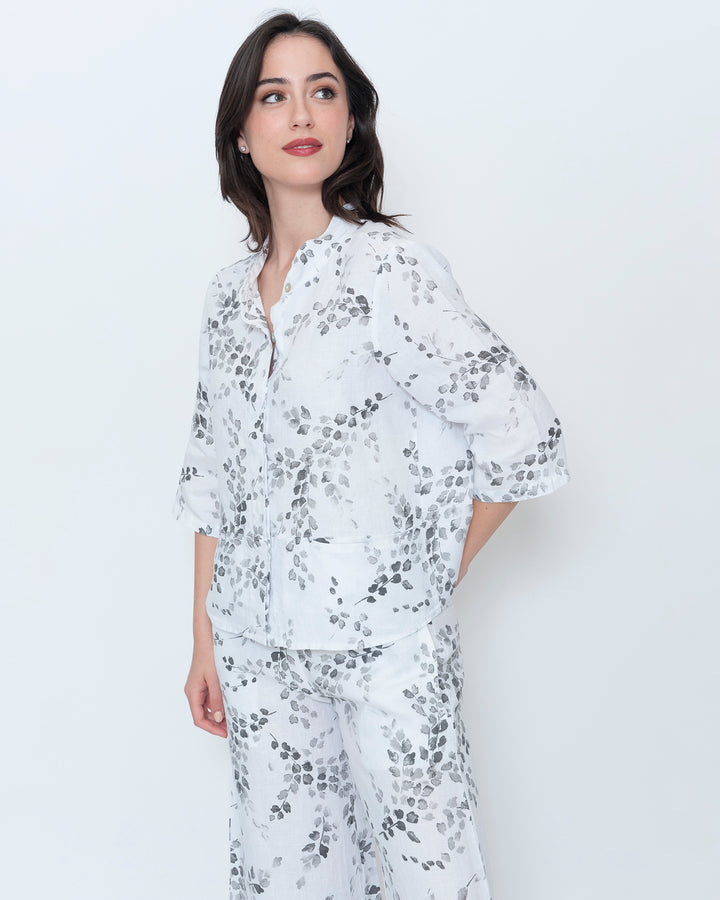 Blueberry Heritage Shirt, White Flora