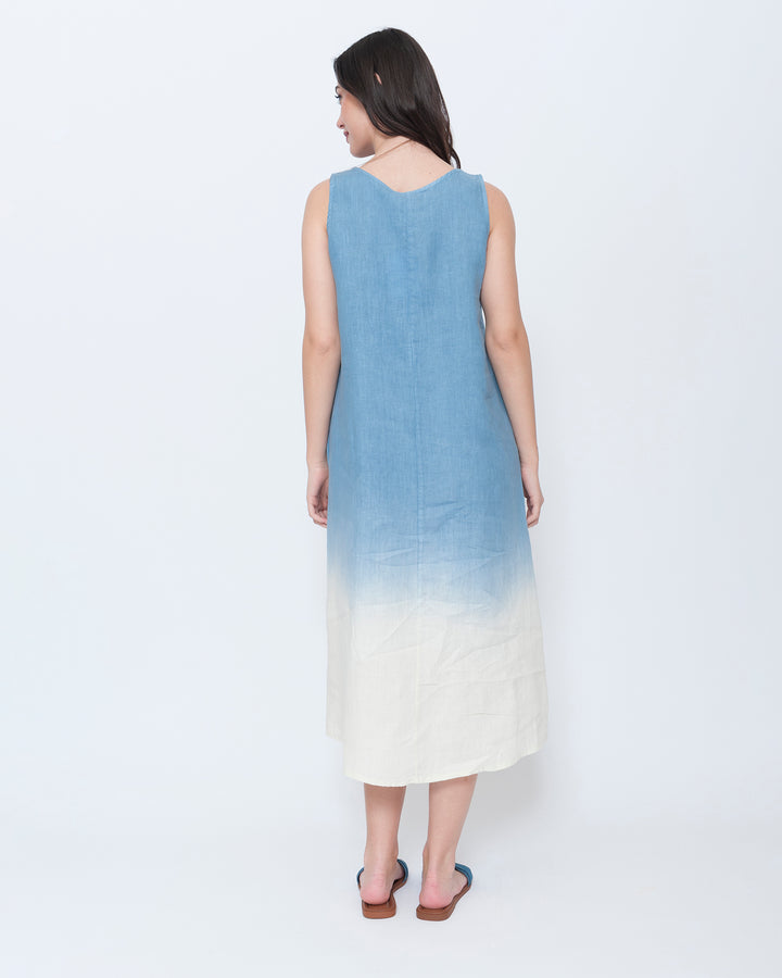 Blueberry Sleeveless A-Line Dress, Sky Ombre