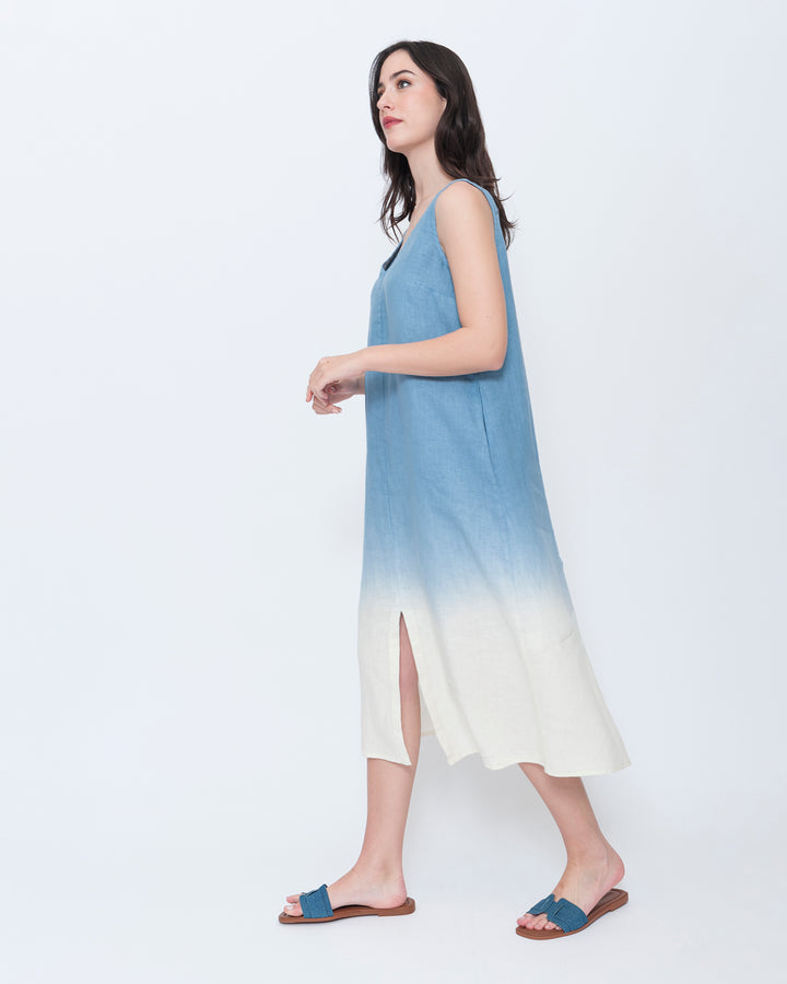 Blueberry Sleeveless A-Line Dress, Sky Ombre